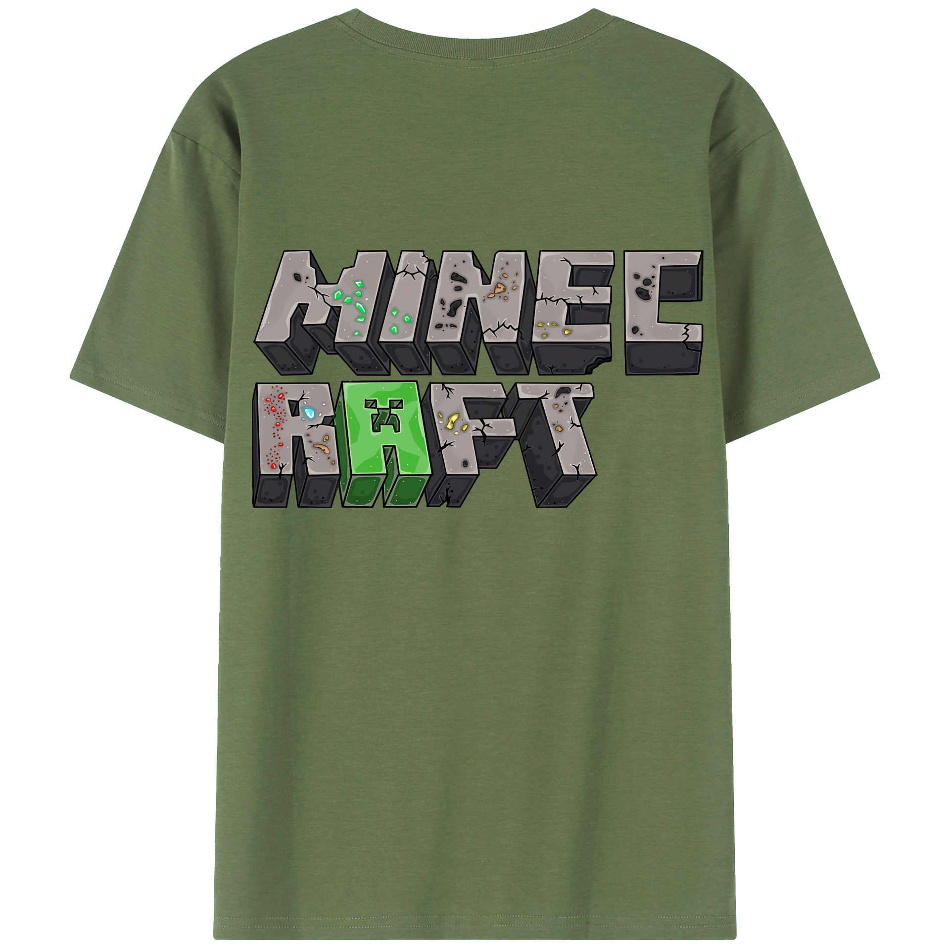 （画像用） マインクラフト ブロックの世界 Minecraft MC Block world 綿100％ メンズ半袖Tシャツ（バックプリント） 通気性